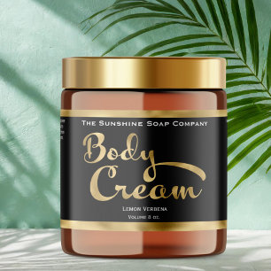 Black and Gold Body Cream Jar Label