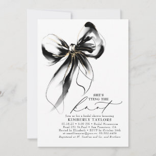 Black and Gold Bow Elegant Whimsical Bridal Shower Invitation