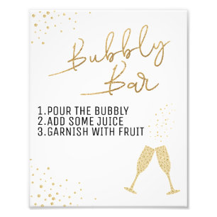 Black and Gold Bridal Brunch Bubbly Bar Sign