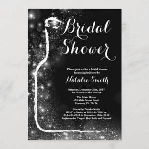 Black and Gold Bridal Shower Invitation Wine