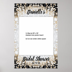 Black and Gold Bridal Shower Photo Booth Frame Poster