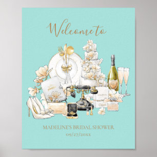 Black and Gold Bridal Shower Welcome Sign