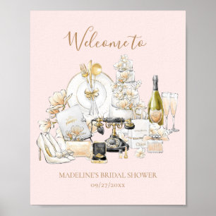 Black and Gold Bridal Shower Welcome Sign