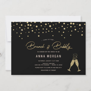 Black and Gold Brunch & Bubbly Invitation