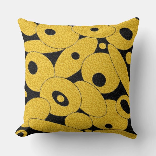 Black and Gold Bubble Orbs throw pillow (Front)