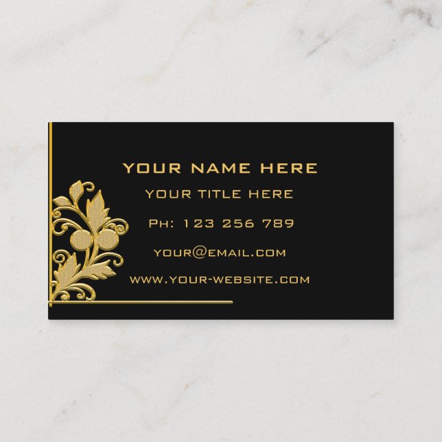 Black and Gold Business Card Design Your Own (Back)