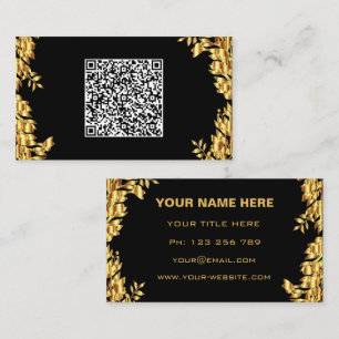 Black and Gold Business Cards Example with QR Code