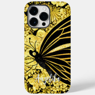 Black and Gold Butterflies Personalised Name Case-Mate iPhone 14 Pro Max Case