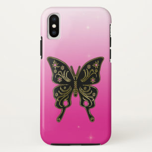 Black and Gold Butterfly iPhone X Case