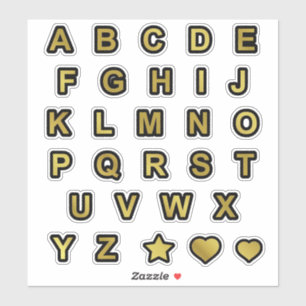 Black and Gold Capital Text Letters Alphabet