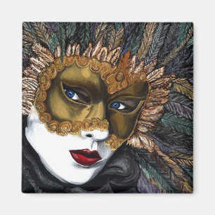 Black and Gold Carnival Mask by PSOVART Magnet