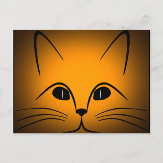 Black and Gold Cat Face Digital Design Postcard