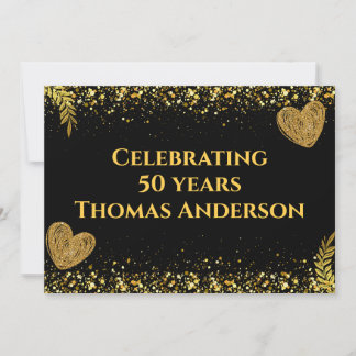 Black and Gold Celebrating 50 Years Invitation