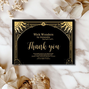 Black and Gold Celestial Candle Thank You Card