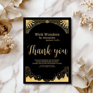 Black and Gold Celestial Candle Thank You Card