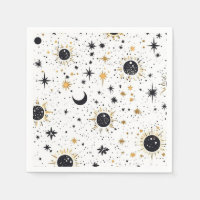 Black and Gold Celestial Sun Moon Stars