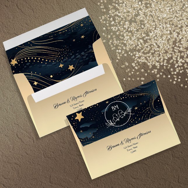 Black and Gold Celestial Wedding Envelope (Creator Uploaded)