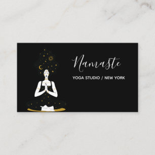 Black and Gold Celestial Yoga Business Card
