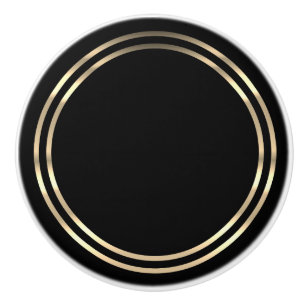 Black and Gold Ceramic Knob