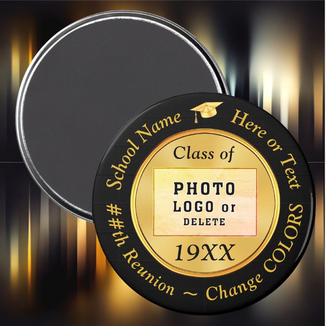 Black and Gold Cheap, Class Reunion Party Favours Magnet (Class Reunion Magnets. Great for Class Reunion Party Favors / Souvenirs. Black and Gold Magnets. )