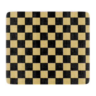 black and gold checkerboard  cutting board