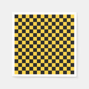 Black and gold checkerboard pattern napkin