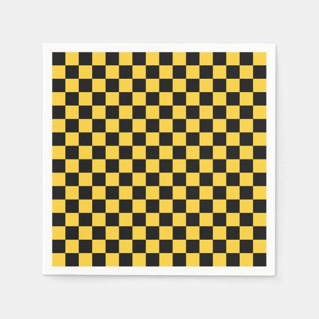 Black and gold checkerboard pattern napkin (Front)