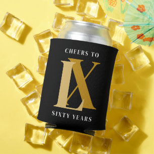 Black and Gold Cheers Birthday  Can Cooler