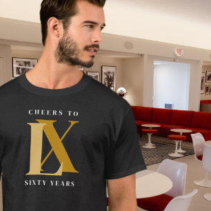 Black and Gold Cheers Birthday  T-Shirt