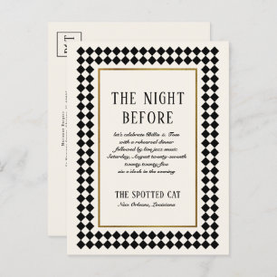Black and Gold Chequerboard Border Jazz Rehearsal Postcard