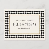 Black and Gold Chequerboard Border Photo Thank You