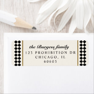 Black and Gold Chequerboard Border Return Address Label