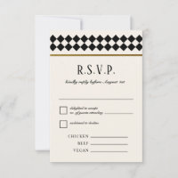Black and Gold Chequerboard Border Wedding