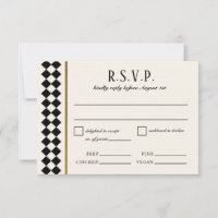 Black and Gold Chequerboard Border Wedding
