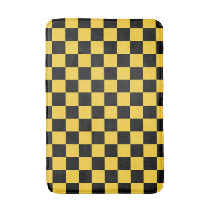 Black and gold chequerboard pattern bath mat