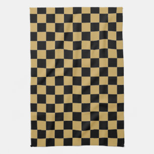 Black and Gold Chequered Tea Towel