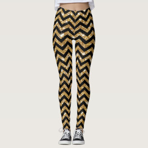 Black and Gold Chevron Design Leggings