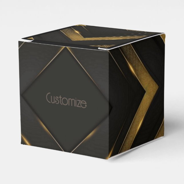Black And Gold Chevron Favour Box (Front Side)