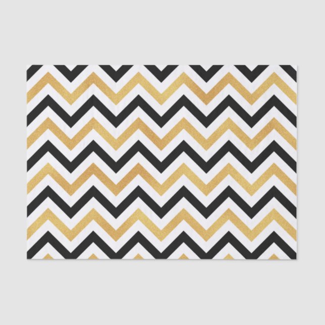Black and Gold Chevron Tissue Paper (Front)