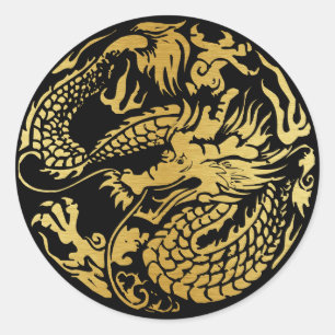 Black and gold Chinese Dragon Sticker