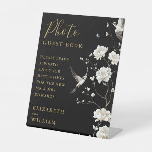 Black And Gold Chinoiserie Photo Guest Book  Pedestal Sign