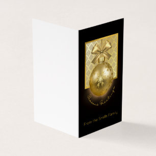 Black and Gold Christmas Bauble Personalised card