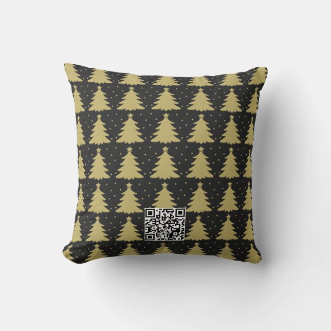  Black and Gold Christmas Decor Throw Pillow (Front)