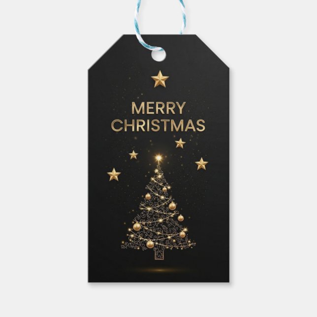 black and gold Christmas gift tag (Front)