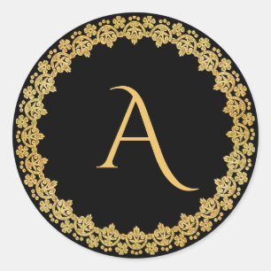 Black and Gold Christmas Monogram Sticker