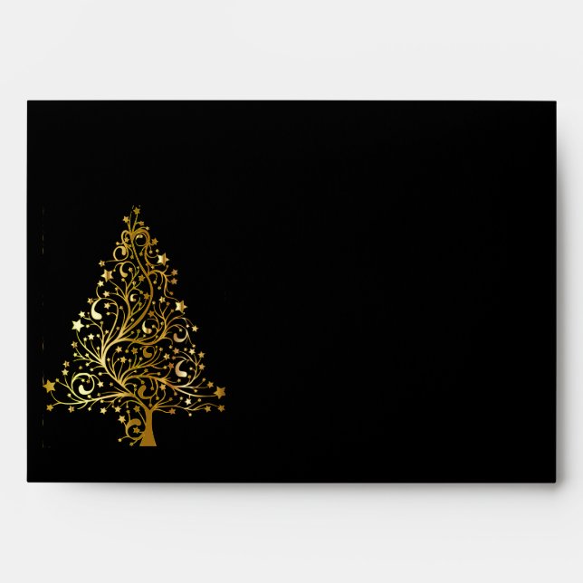 Black and Gold Christmas Tree Envelope (Front)