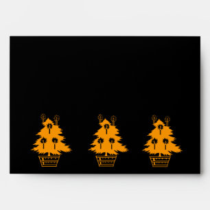 black and gold christmas tree graphic design envelope