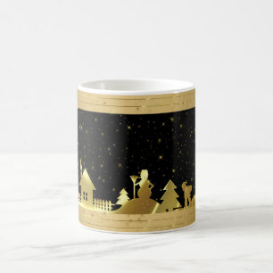 Black And Gold Christmas Village Coffee Mug