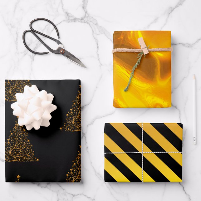 Black and Gold Christmas Wrapping Paper Sheet (Creator Uploaded)