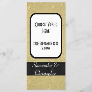 Black and gold church wedding program